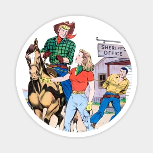 REVISTANGO #384 - Sheriff’s Office Showdown How Broncho Bill and the Blonde Brought in the Bad Man, Western, Vintage Art Retro Style Comic Pulp Magnet